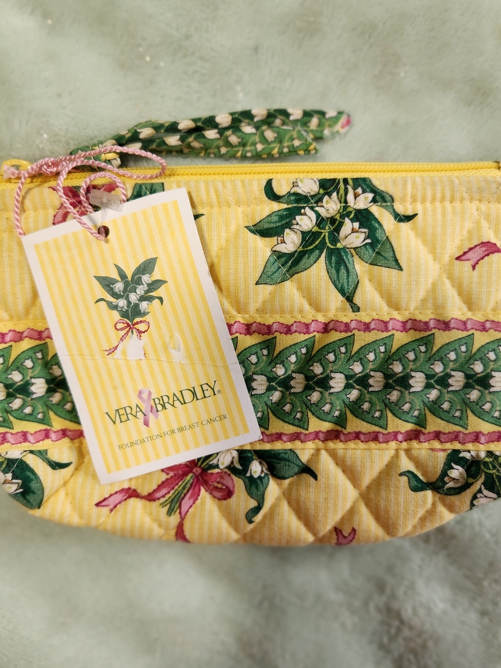 Vera Bradley Yellow Quilted Floral Cosmetic Pouch NWT